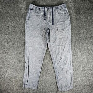 Banana Republic Linen Blend Mason Athletic Tapered Fit Pants Men 34X32 Blue